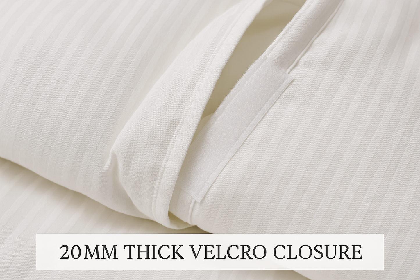 White Striped Duvet Cover with 20mm Thick Velcro Closure
