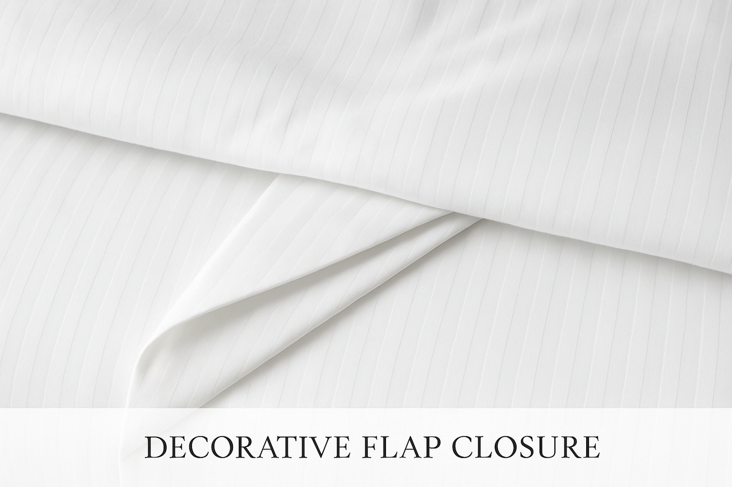 White Striped Duvet Cover with Decorative Flap Closure