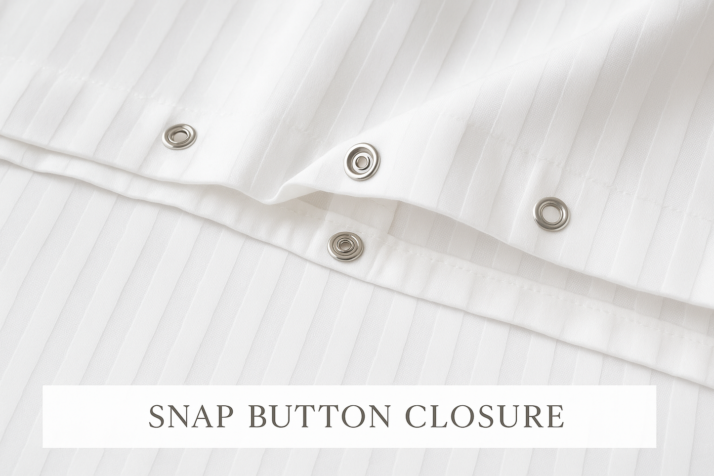 White Striped Duvet Cover with Snap Button Closure