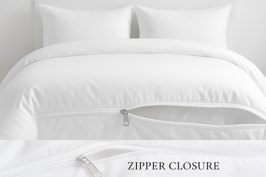 Plain White Duvet Cover with Zipper Closure