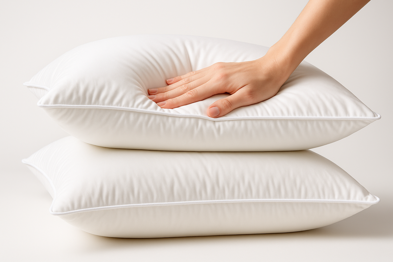 Stacked Silken Fibre Pillows Showing Softness