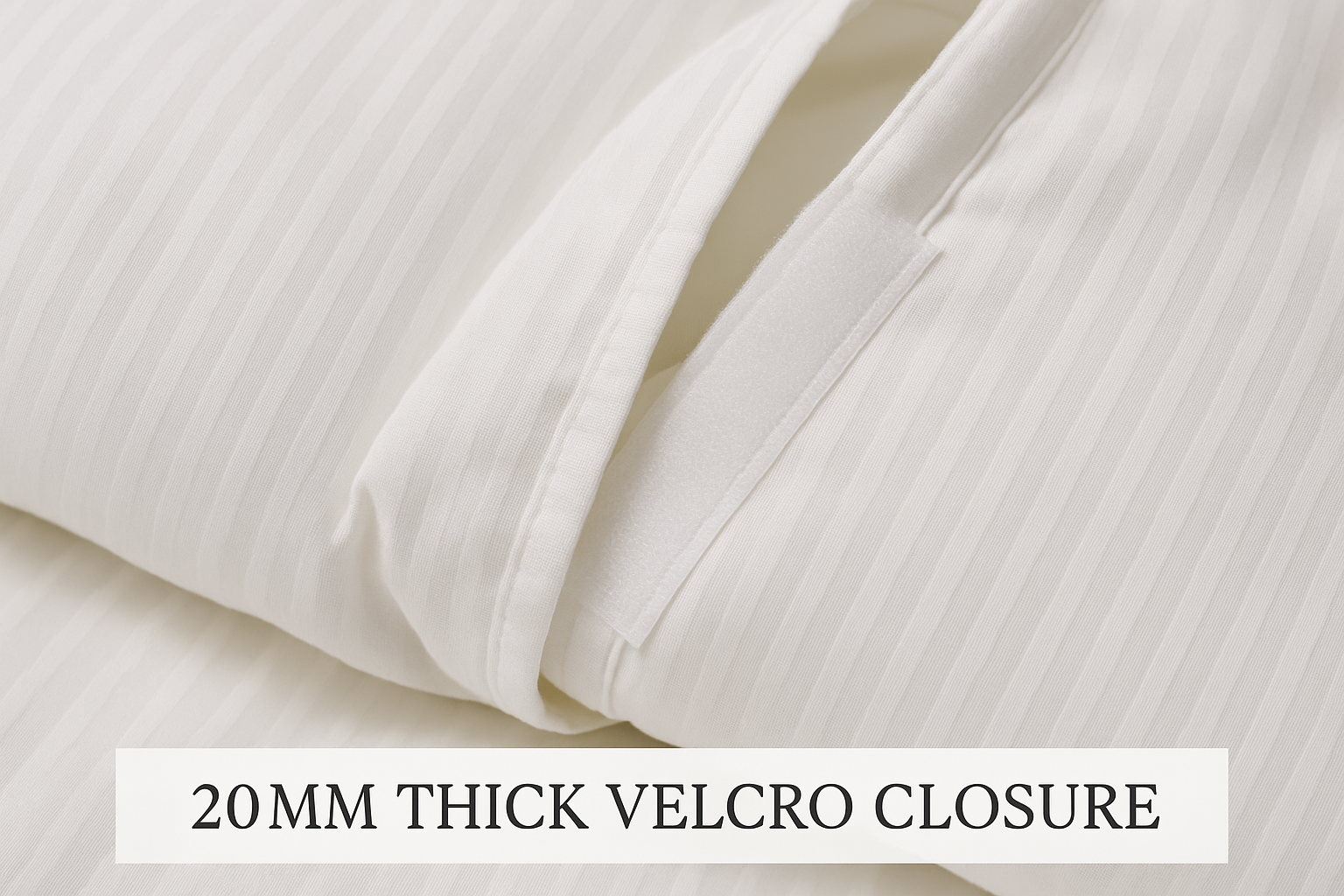 White Striped Duvet Cover with 20mm Thick Velcro Closure