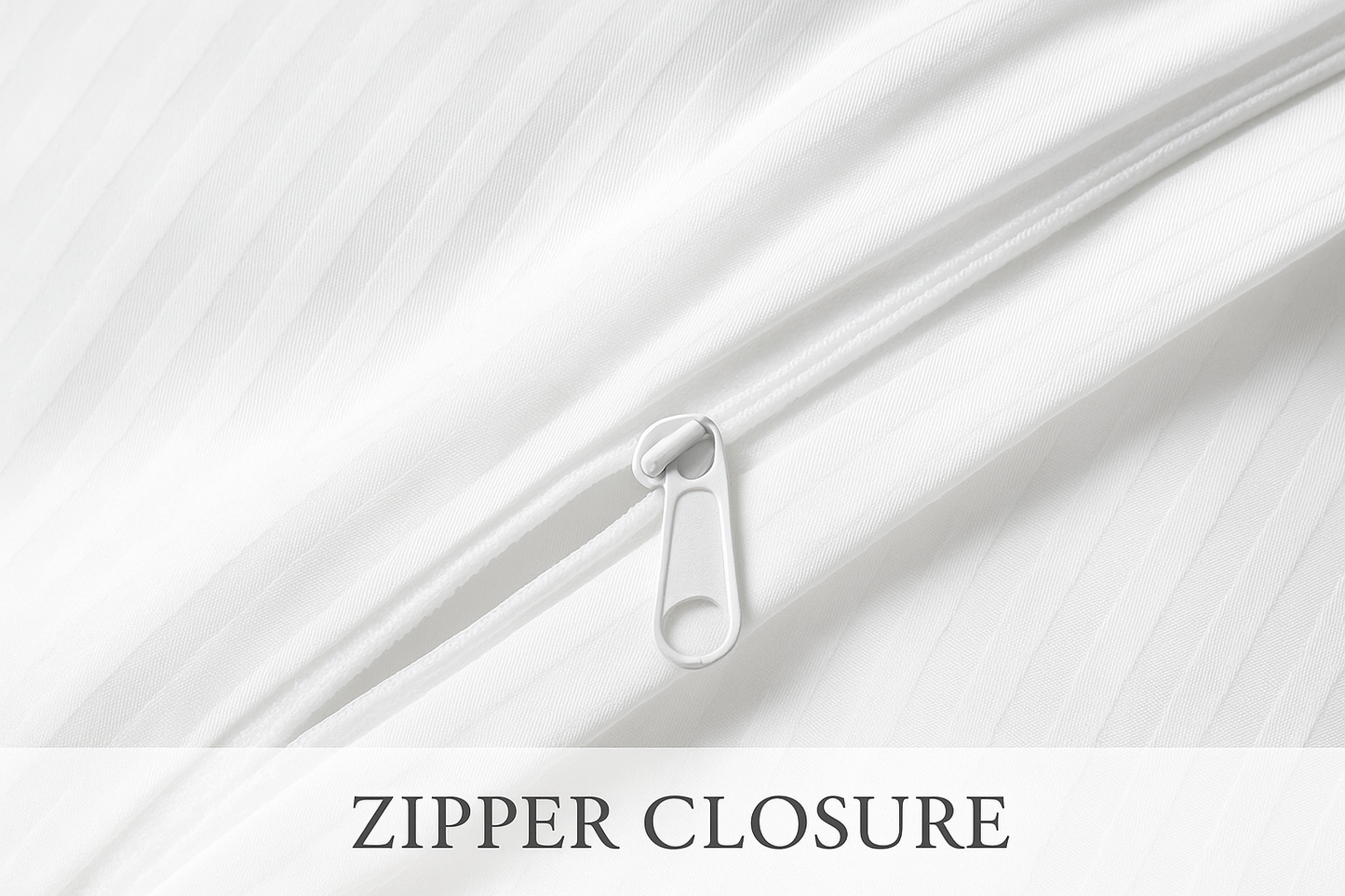 White Striped Duvet Cover with Zipper Closure